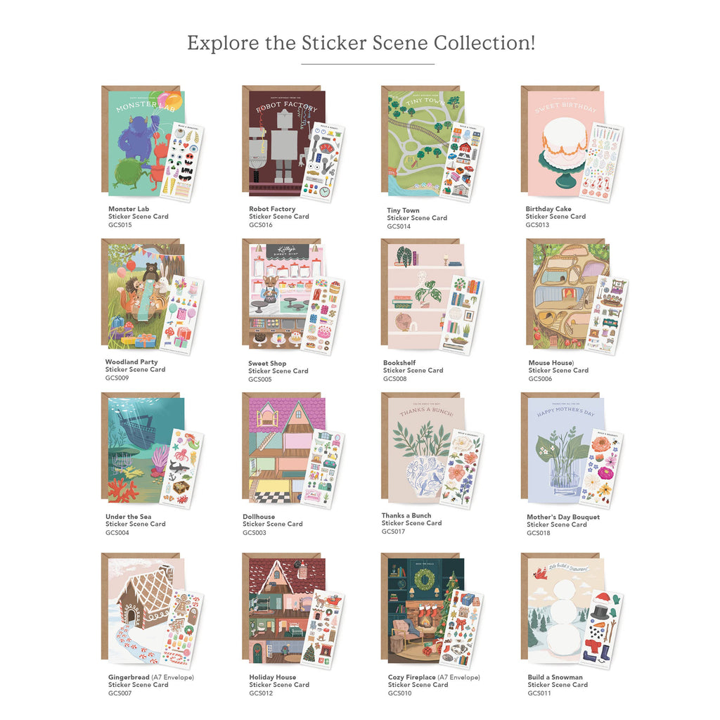 Inklings Paperie - Sticker Scene Card - Tiny Town