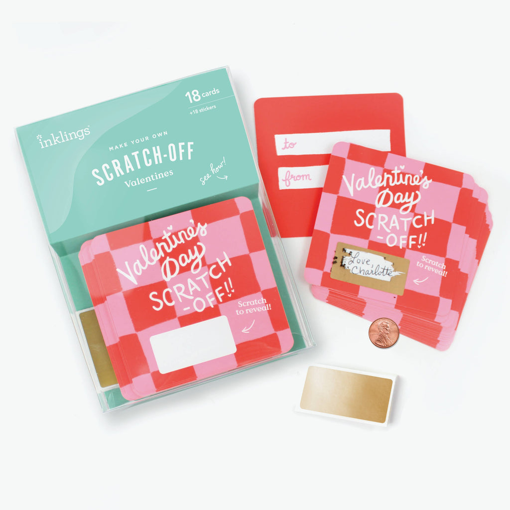 Inklings Paperie - Scratch-off Valentine's Day Cards - Checkered