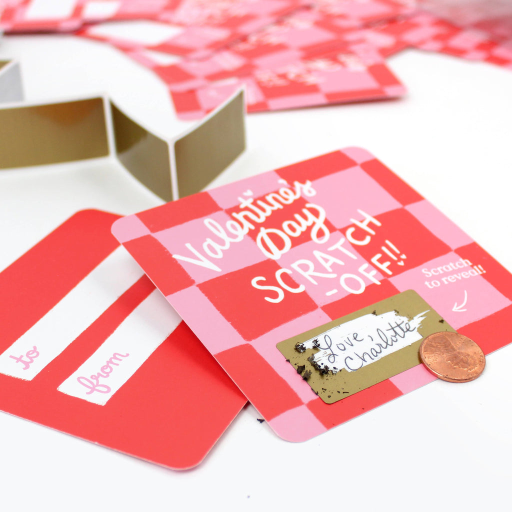 Inklings Paperie - Scratch-off Valentine's Day Cards - Checkered