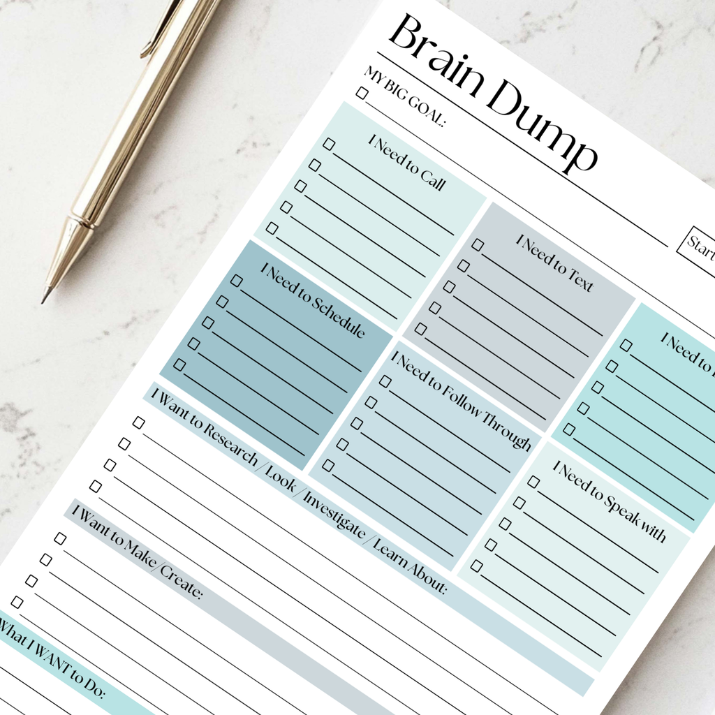 Eleventh and Taylor - Brain Dump Notepad: Blue 50-Page Daily ADHD Planner