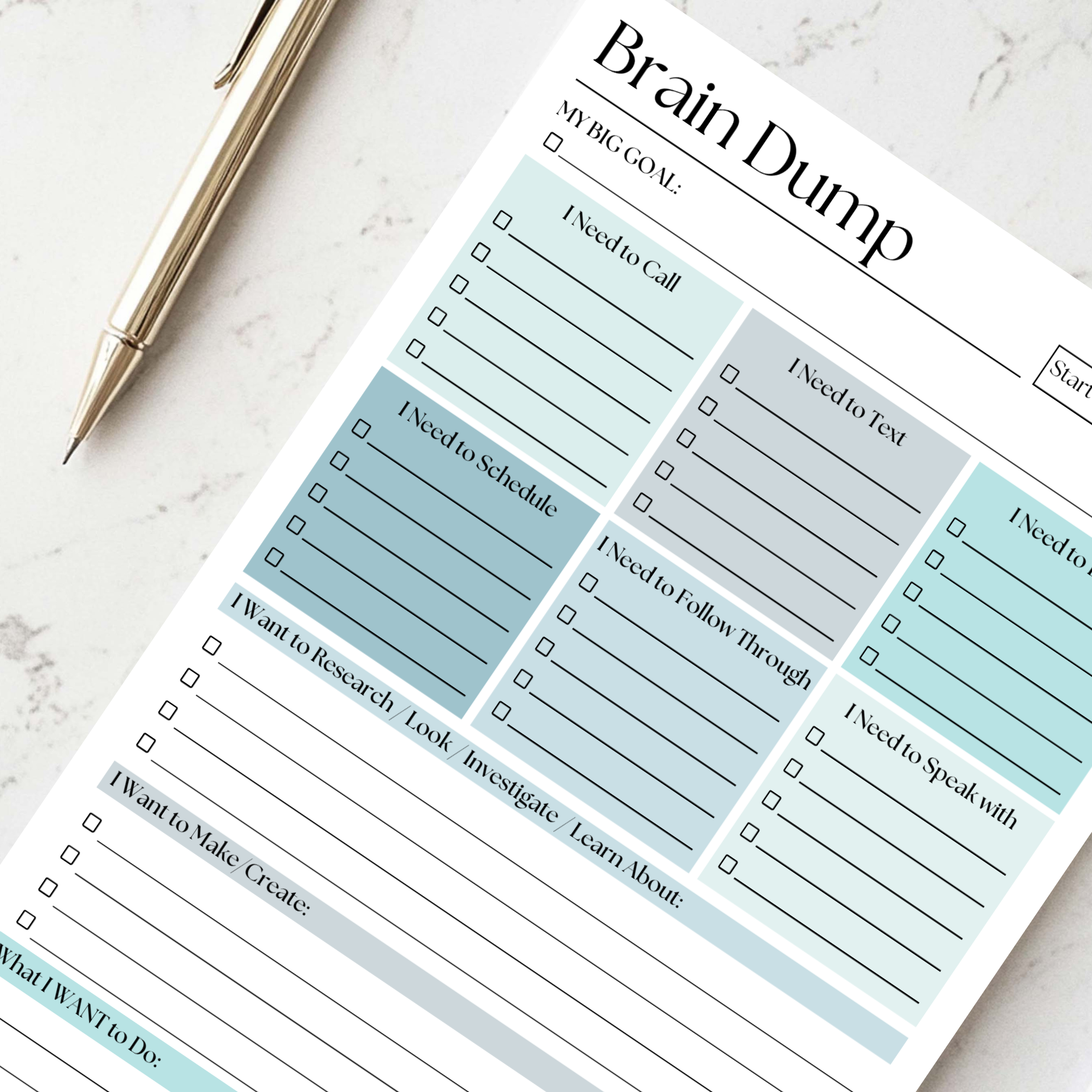 Eleventh and Taylor - Brain Dump Notepad: Blue 50-Page Daily ADHD Planner
