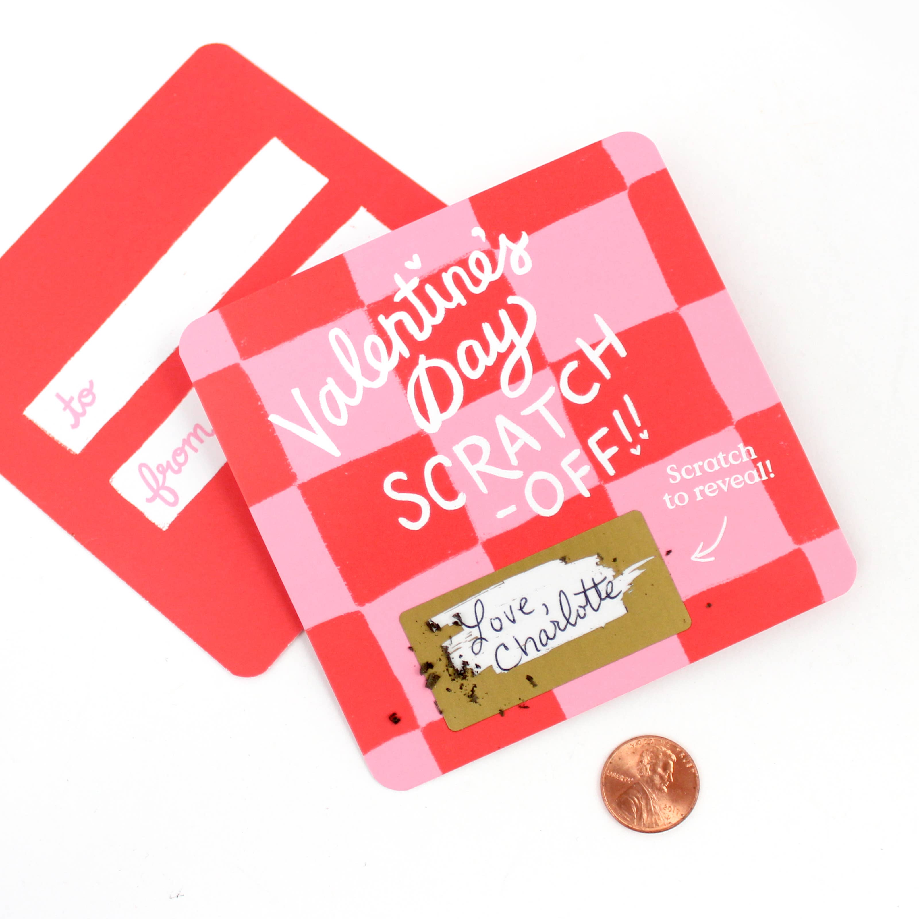 Inklings Paperie - Scratch-off Valentine's Day Cards - Checkered