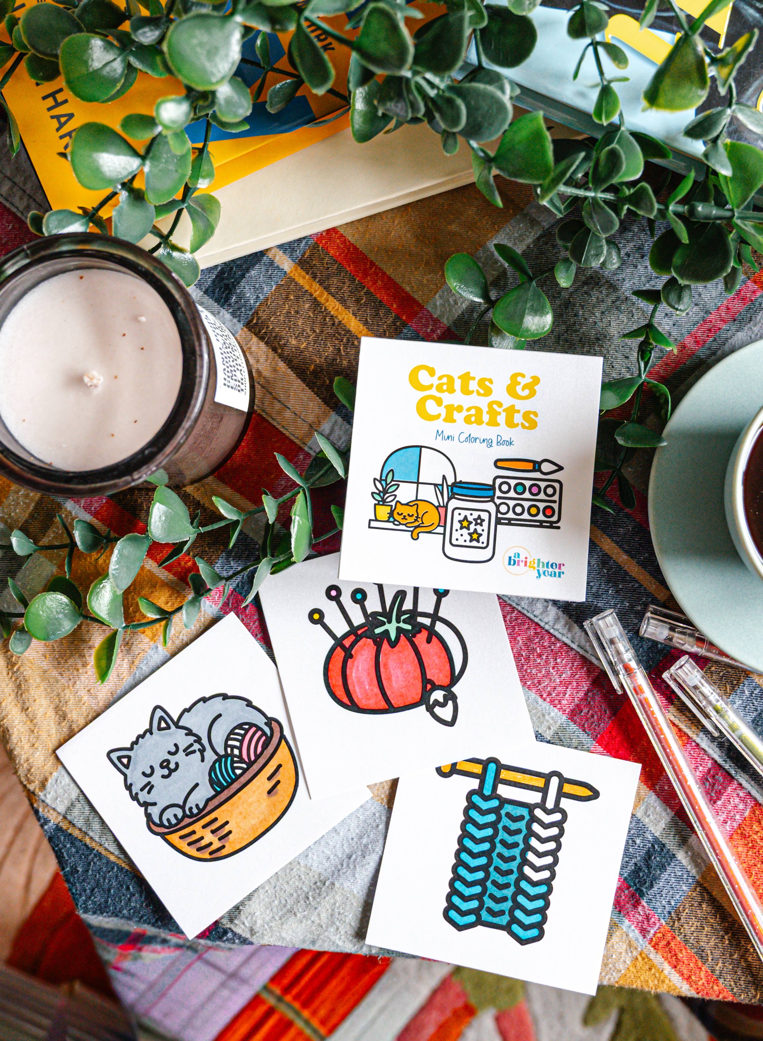 A Brighter Year - Cats & Crafts Mini Coloring Book