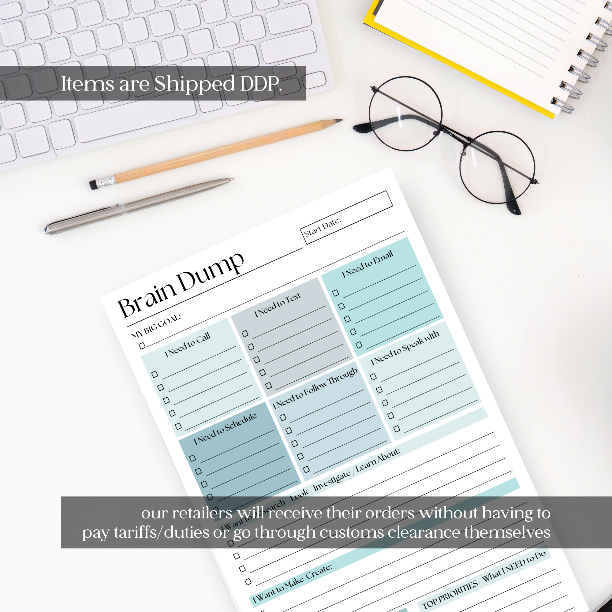 Eleventh and Taylor - Brain Dump Notepad: Blue 50-Page Daily ADHD Planner