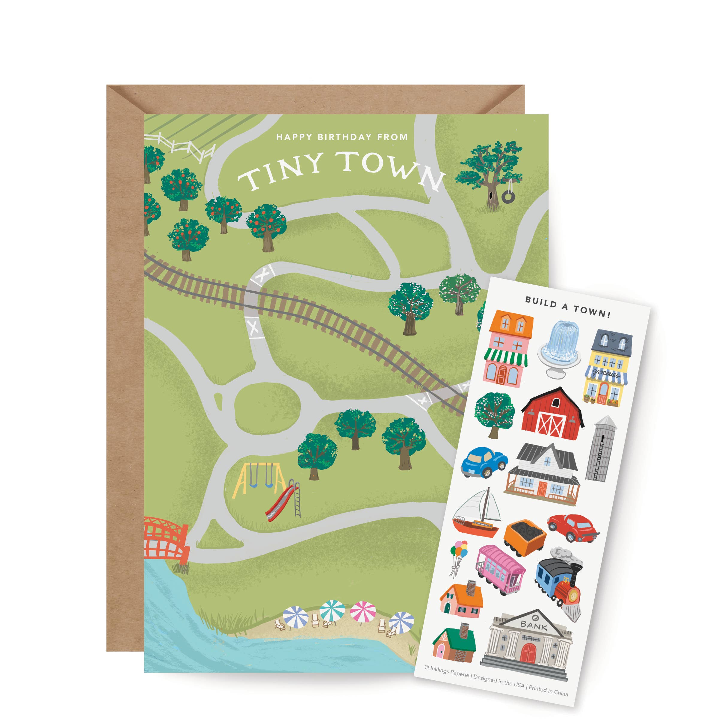 Inklings Paperie - Sticker Scene Card - Tiny Town