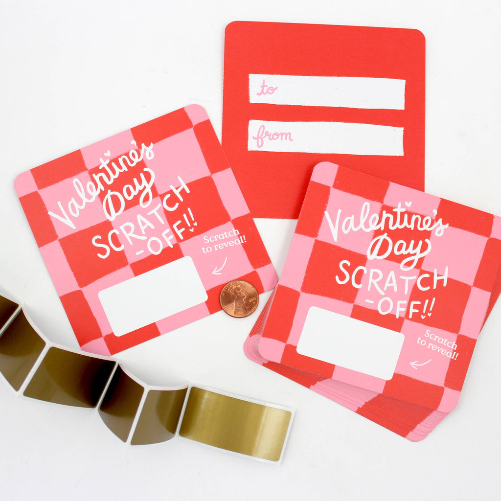 Inklings Paperie - Scratch-off Valentine's Day Cards - Checkered
