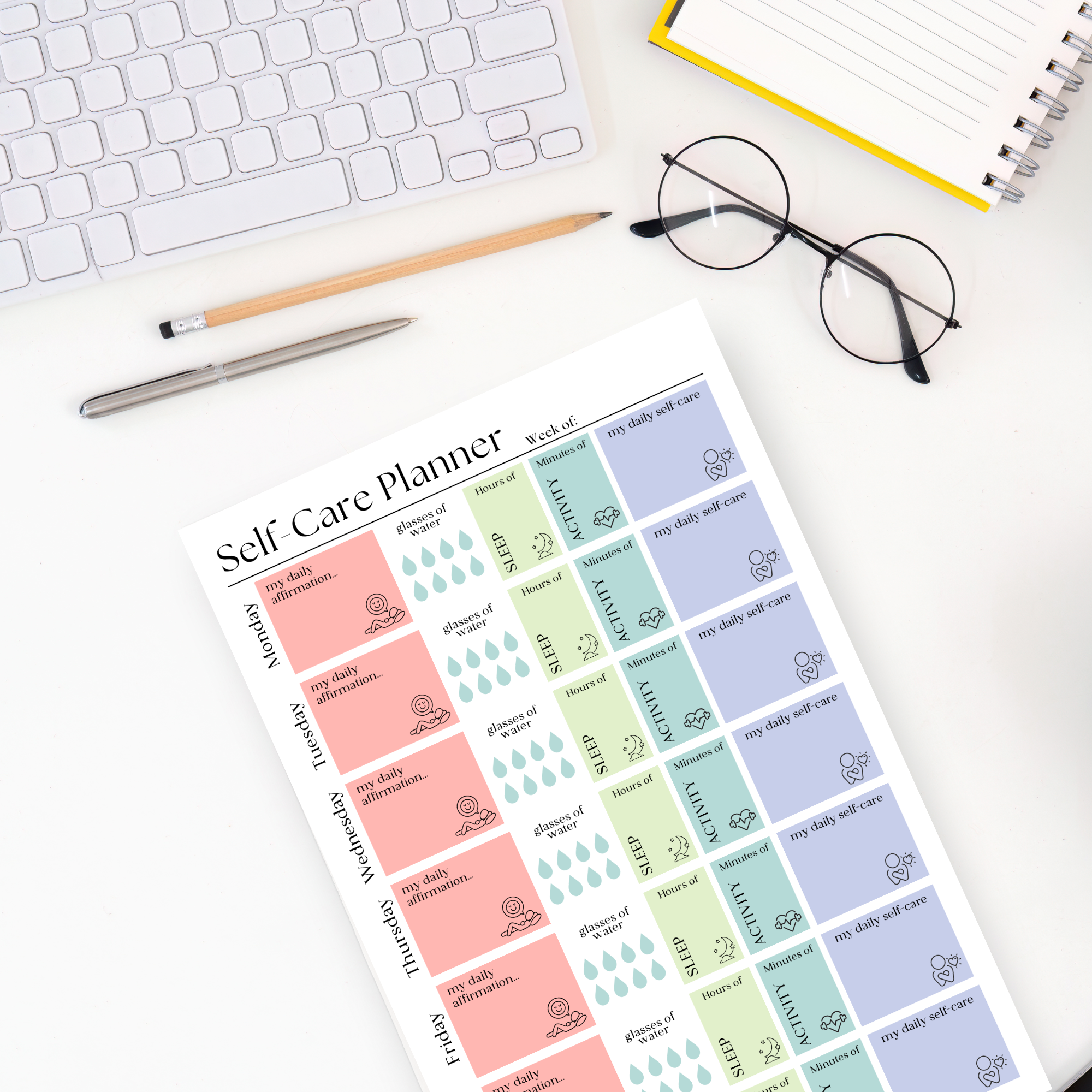 Eleventh and Taylor - Weekly Self-Care Planner: 50 Page Tear-Off Notepad