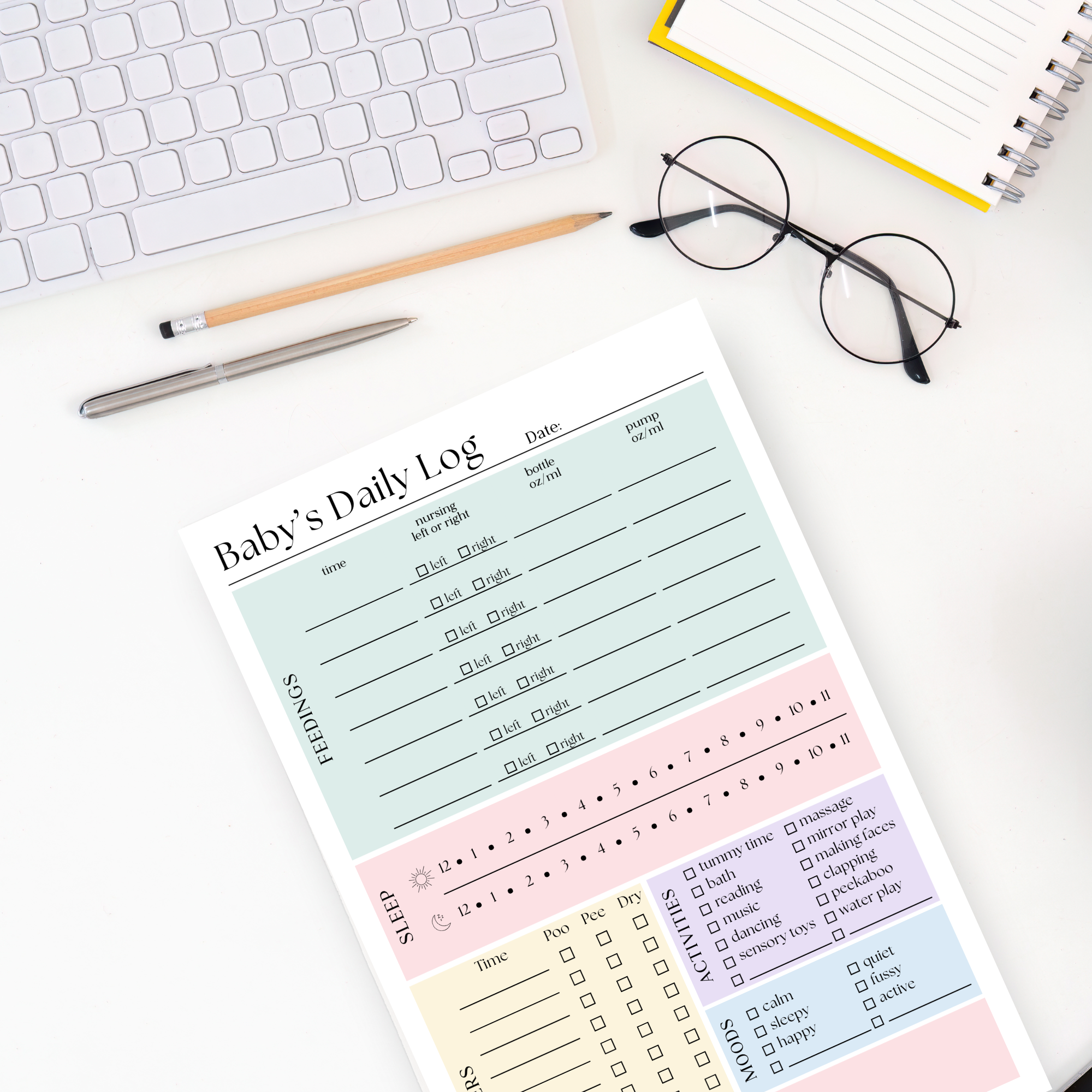 Eleventh and Taylor - Baby & Newborn Daily Care Log: 50-Page Notepad