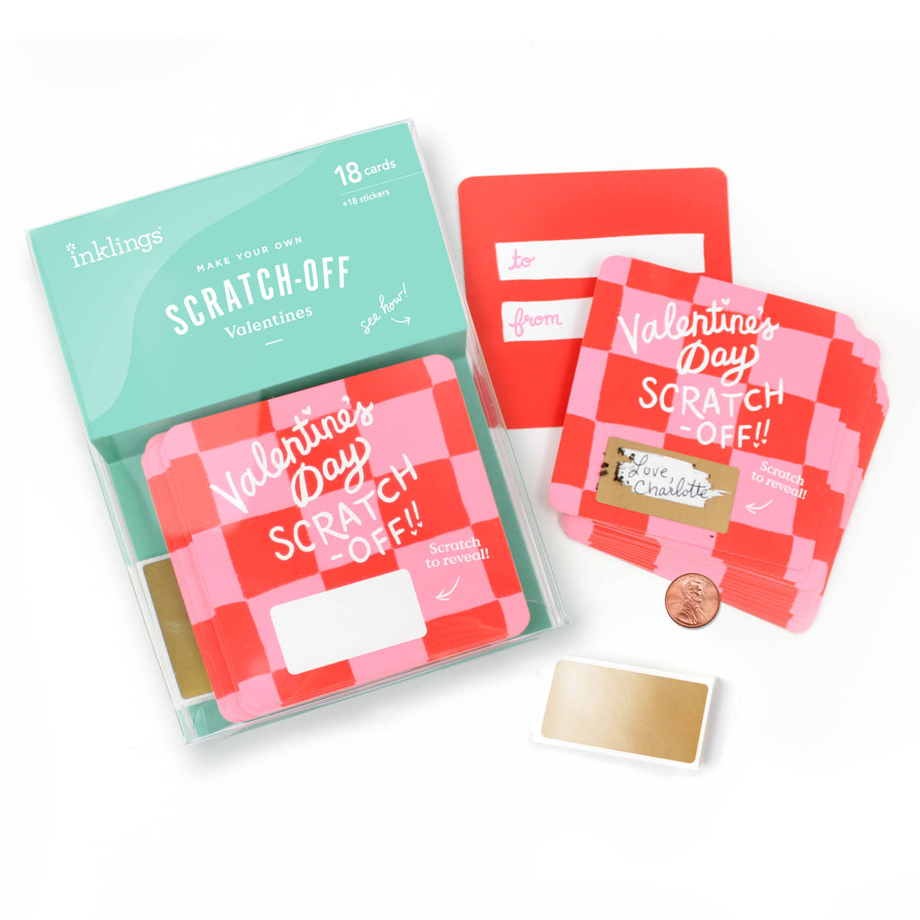 Inklings Paperie - Scratch-off Valentine's Day Cards - Checkered