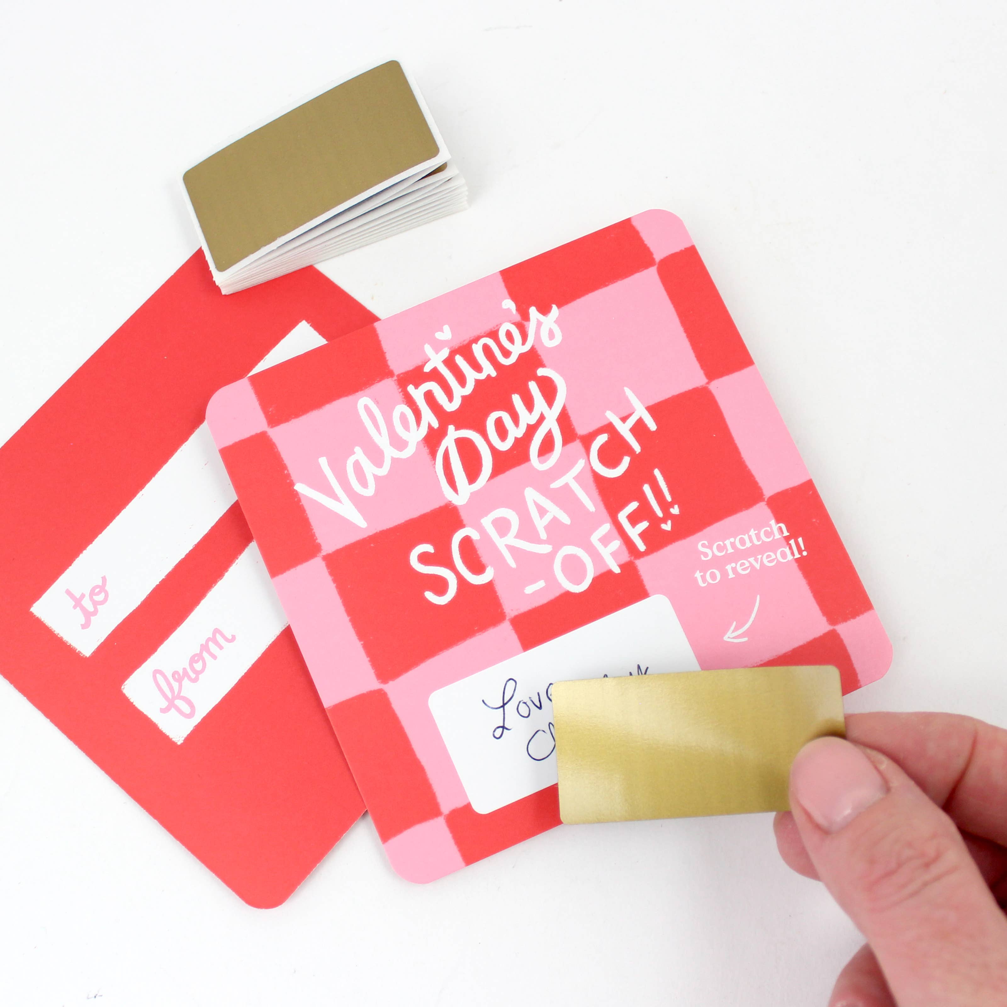 Inklings Paperie - Scratch-off Valentine's Day Cards - Checkered