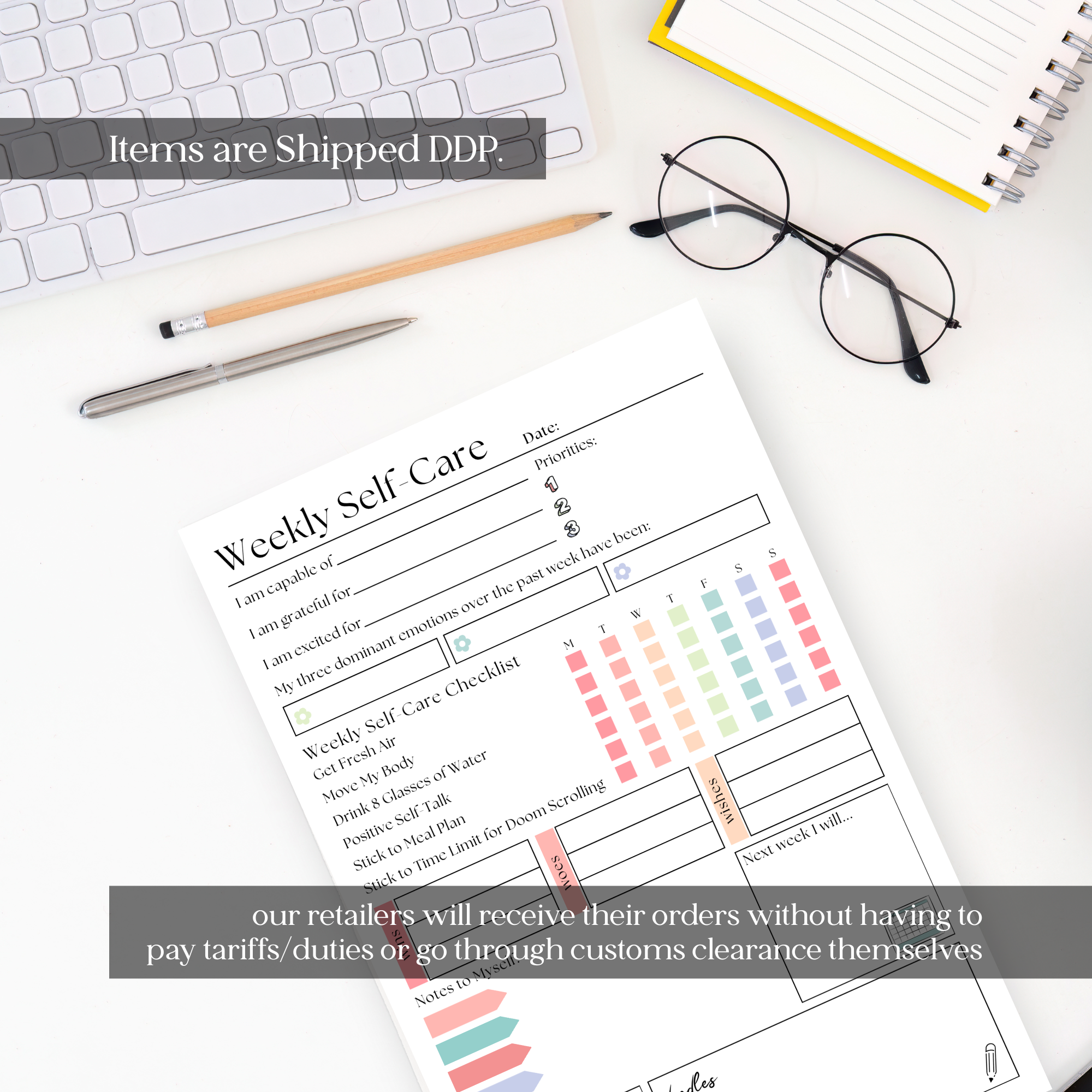 Eleventh and Taylor - Weekly Self-Care Planner: 50 Page Tear-Off Notepad