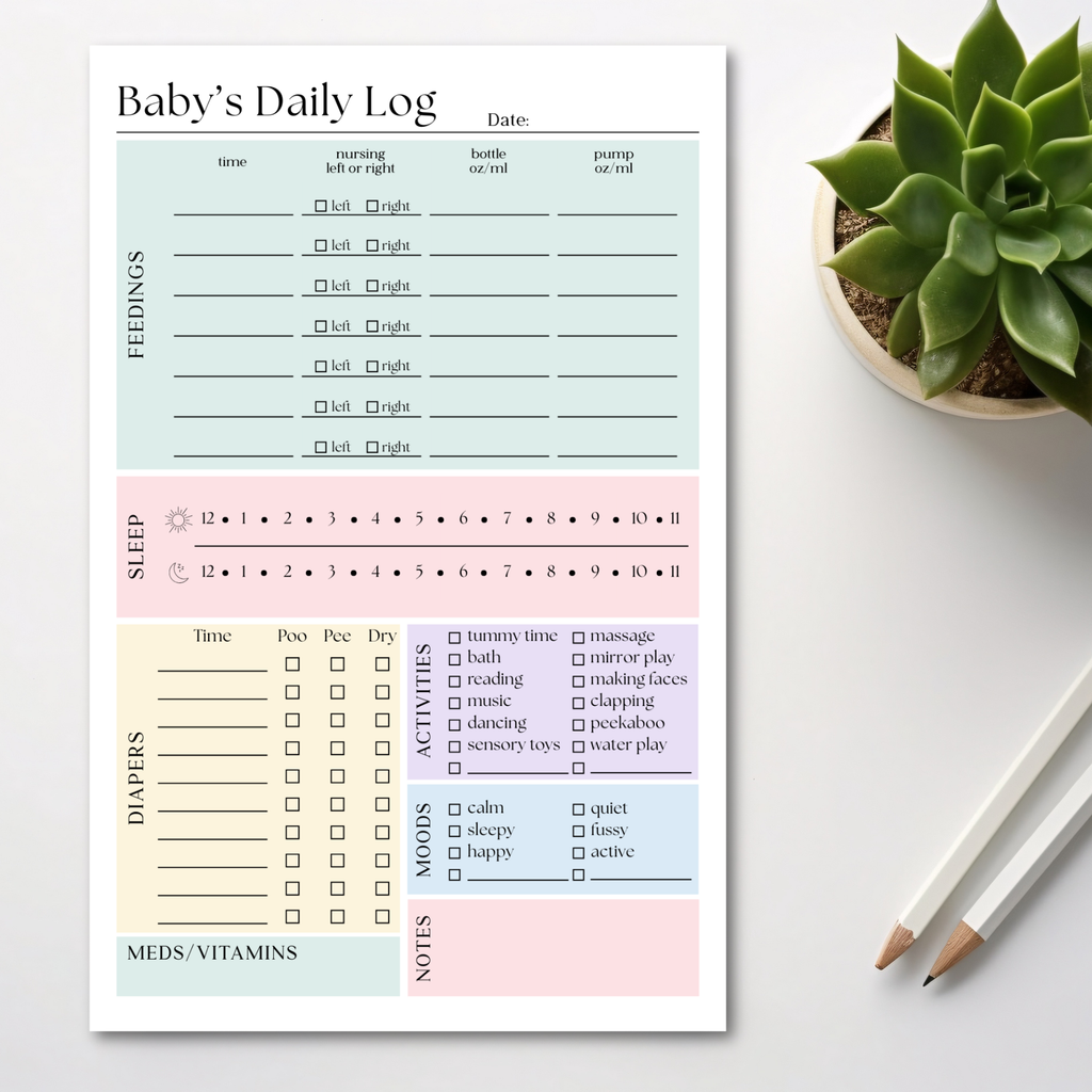 Eleventh and Taylor - Baby & Newborn Daily Care Log: 50-Page Notepad