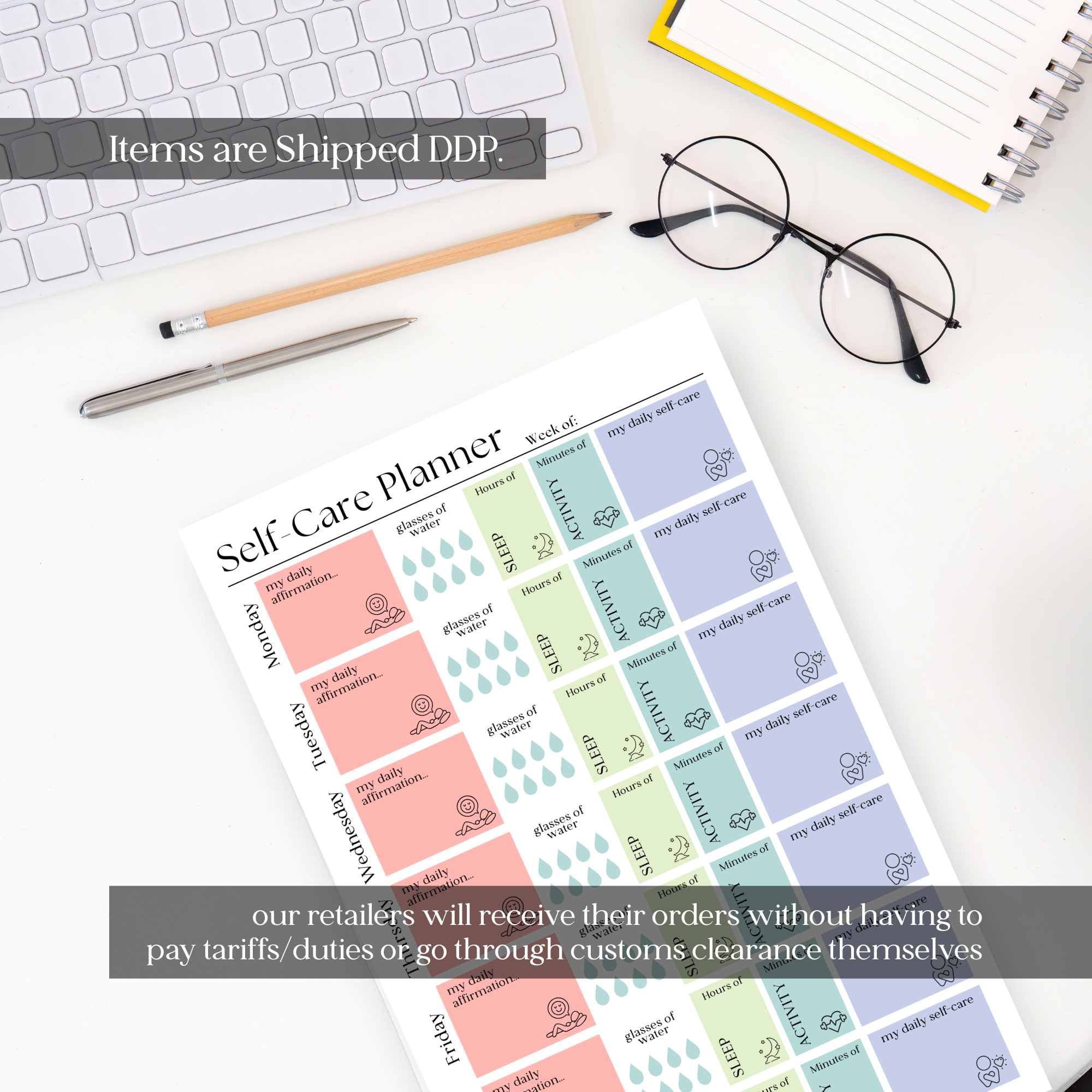 Eleventh and Taylor - Weekly Self-Care Planner: 50 Page Tear-Off Notepad
