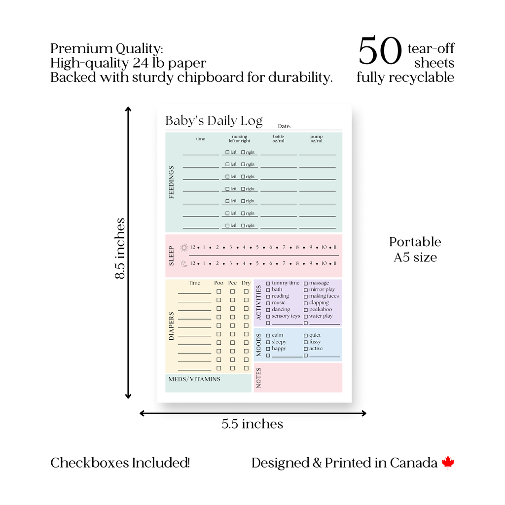 Eleventh and Taylor - Baby & Newborn Daily Care Log: 50-Page Notepad