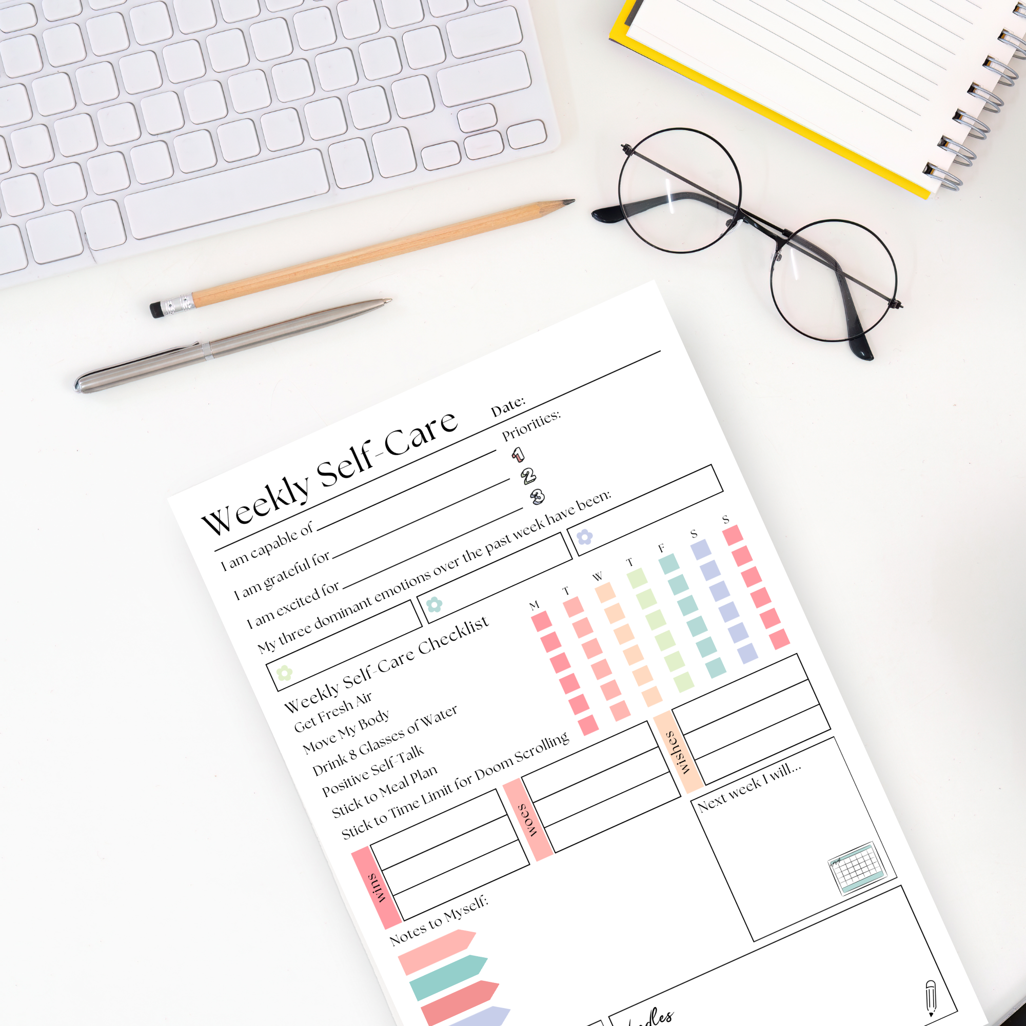 Eleventh and Taylor - Weekly Self-Care Planner: 50 Page Tear-Off Notepad