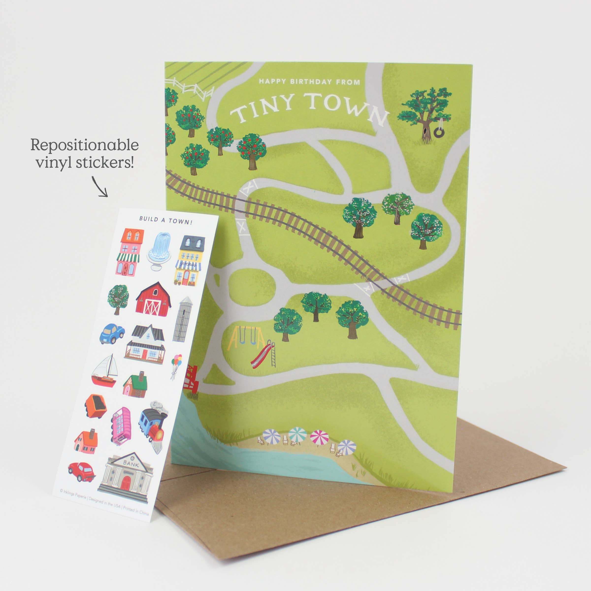 Inklings Paperie - Sticker Scene Card - Tiny Town