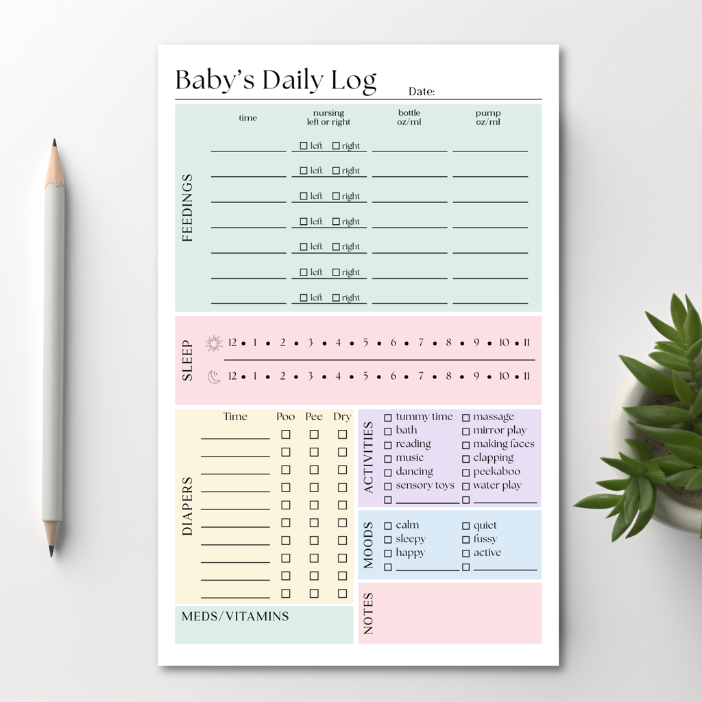 Eleventh and Taylor - Baby & Newborn Daily Care Log: 50-Page Notepad