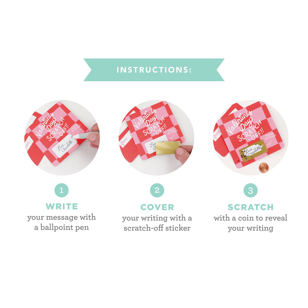 Inklings Paperie - Scratch-off Valentine's Day Cards - Checkered